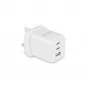 Fuente de alimentación Dicota - compacta, GaN - 65 vatios - 5 A - PD 3.0 - 3 puertos de salida (2 x USB-C, USB)