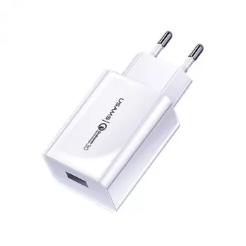 Cargador usams T22 18W QC 3.0 con Cable USB-C — Cargador Rápido de 18W, Quick Charge 3.0