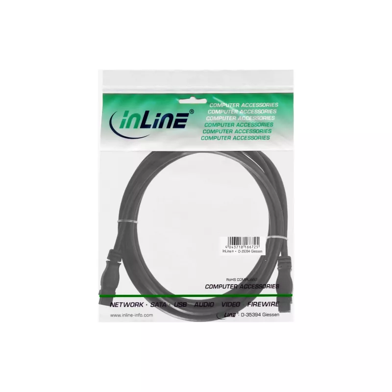 Cable FireWire 800 InLine 39902 1,8 m conector/conector negro