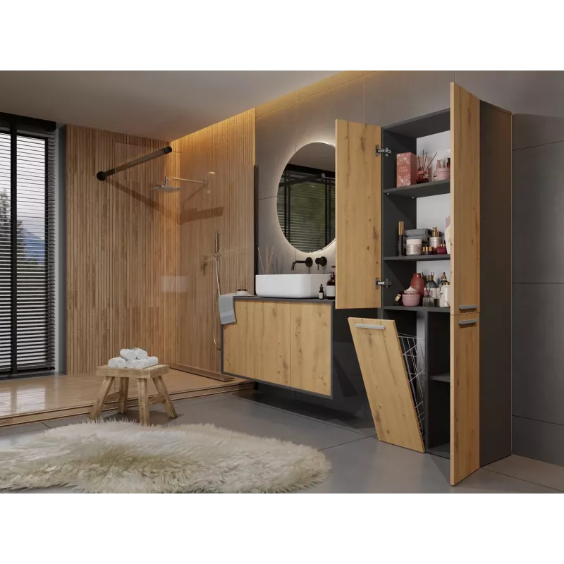 Mueble de baño bajo Topeshop NEL 1K DD ANT/ART KP grafito, roble
