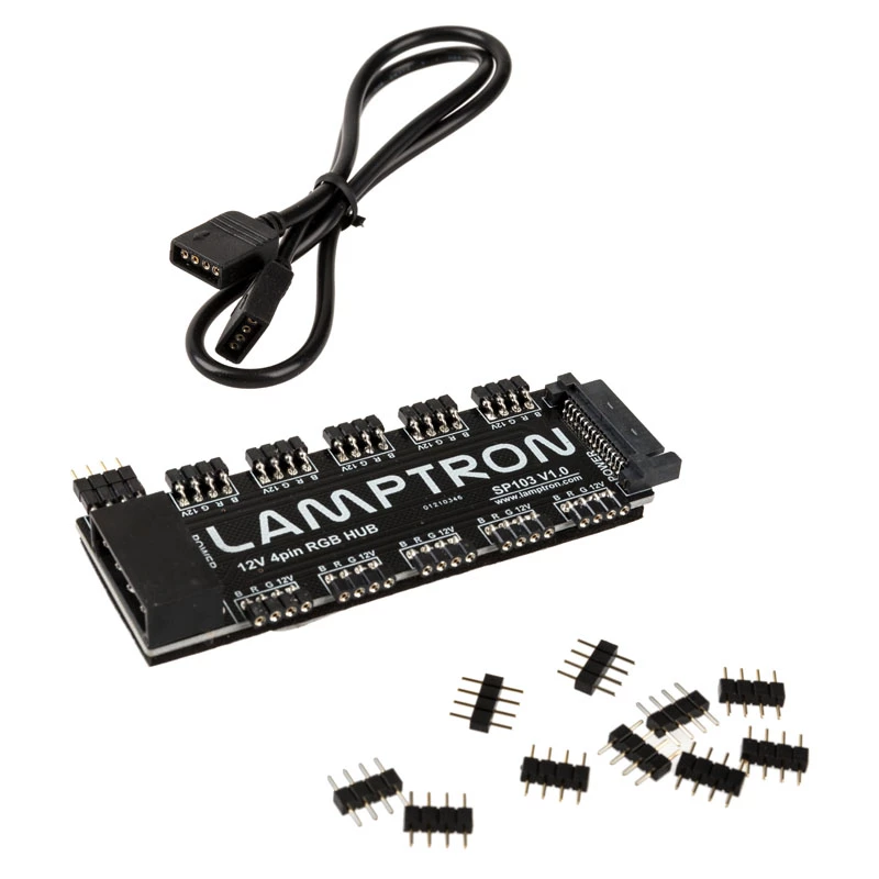 Hub RGB Lamptron SP103 10x para Aura Sync, Fusion, Mystic — controlador RGB de 10 canales