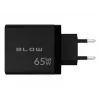 Cargador de pared LCD toma USB + USB-Cx2 PD 65W GAN negro vatímetro