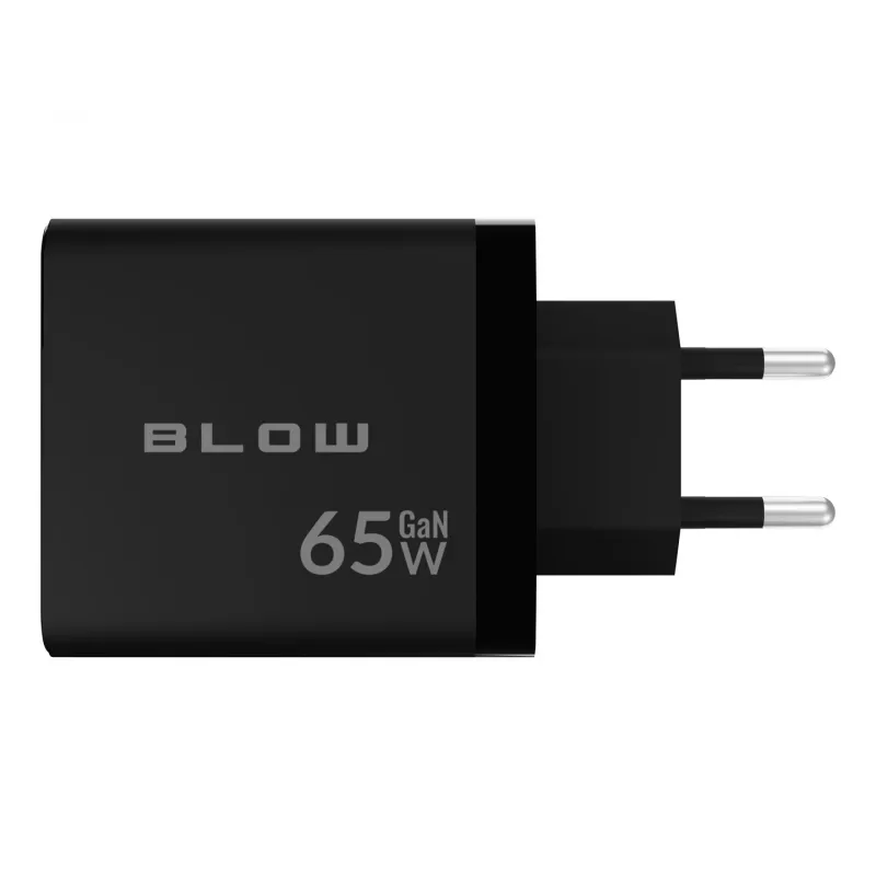 Cargador de pared LCD toma USB + USB-Cx2 PD 65W GAN negro vatímetro