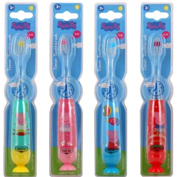 Set de cepillos de dientes con luz Peppa Pig con ventosa, 4 uds., colores surtidos