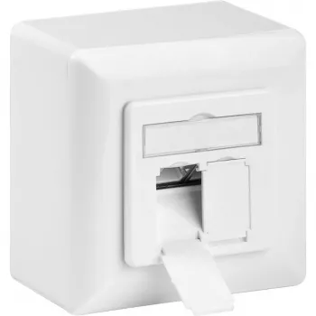Wentronic Goobay toma universal CAT 6 incl. marco de montaje en superficie, blanco - 2x toma de red RJ45 apantallada (68244)