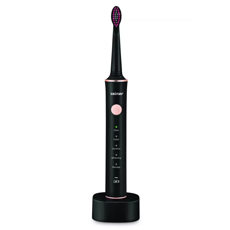 Cepillo de dientes eléctrico ZELMER ZTB2010K negro, recargable, diseño compacto