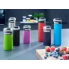 Vaso térmico Leifheit 03245 acero inoxidable 350 ml, doble pared, a prueba de fugas, tapa abatible, negro/rojo