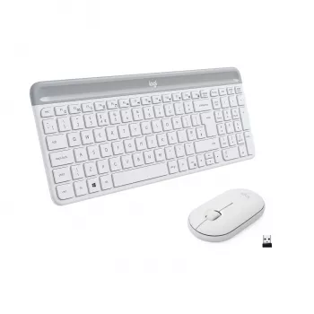 Logitech Slim Wireless Combo MK470 - Conjunto de teclado y ratón - Inalámbrico - 2,4 GHz - Español - Off-White (920-009199)