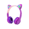 Auriculares inalámbricos Bluetooth 5.0 LED para niños orejas moradas