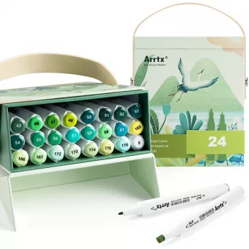 Rotuladores de doble punta Arrtx LC302246 — 24 colores, tonos verdes