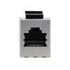 Conector hembra en línea Keystone Cat6 apantallado, set de 8, EQUIP — formato plano, RJ-45, 17×35,5×24,4 mm, plateado