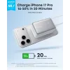 Batería externa Anker A1638 10000 mAh, 45 W de potencia de salida total, Blanco, cable USB-C retráctil integrado