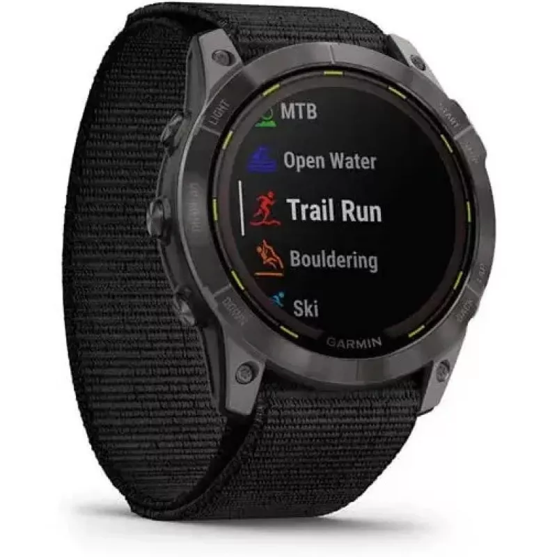 Reloj inteligente Garmin Enduro 2 Sapphire Solar 35 mm, pantalla táctil MIP de 1,4" 280 x 280, 32 GB, GPS, Wi-Fi, caja de titanio DLC Carbon Grey, correa negra