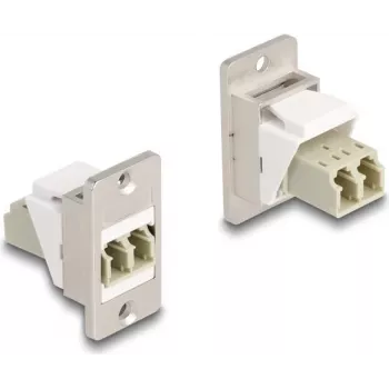 Módulo Keystone DeLOCK para montaje en panel, fibra óptica LC dúplex conector hembra-conector hembra, cónico, beige plata blanco