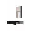 Tocador con espejo cama meble PAFOS 80×41,6×100 cm, marco de MDF, 1 cajón, negro mate