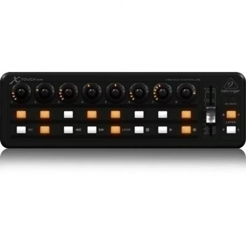 Teclado MIDI USB Behringer X-TOUCH MINI tipo de control botones, mandos giratorios, deslizadores