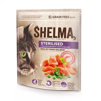 SHELMA Sterilised rica en salmón - Comida seca para gatos - 750 g