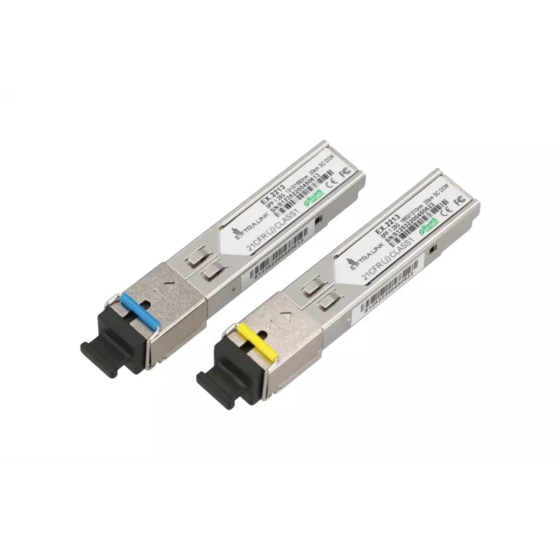 Módulo SFP Extralink WDM SFP 1.25G 1,25Gbps, 1310/1550nm, monomodo, 20km, SC, DOM, par