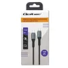 Qoltec 52358 cable USB-C a USB-C, USB 2.0, 480 Mbps, 100 W PD, QC 3.0, trenzado de nailon, 1,5 m, negro