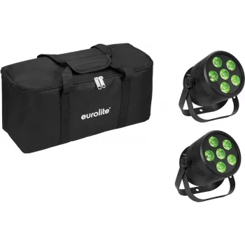 Foco par LED EUROLITE Silent Par 6 QCL Floor set con 2 unidades y bolsa blanda