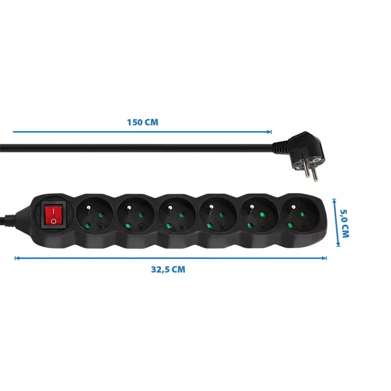 Alargador Esperanza ELK217K 1,5 m 6 toma(s) de CA para interiores negro