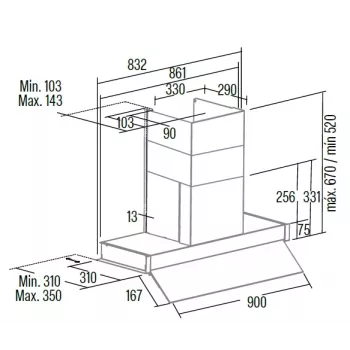 Campana de pared CATA RENOVA PURE AIR MNV90 GWH acero inoxidable recirculación