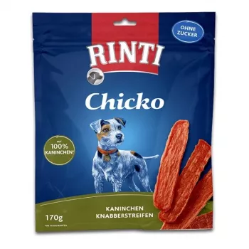 Premios para perros RINTI Chicko conejo 170 g — premios de entrenamiento hipoalergénicos con sabor conejo, proteína 53 %, grasa 8 %