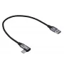 Akyga AK-USB-58 Cable USB-C a USB-A en ángulo, 30 cm, 60 W, trenzado, Negro