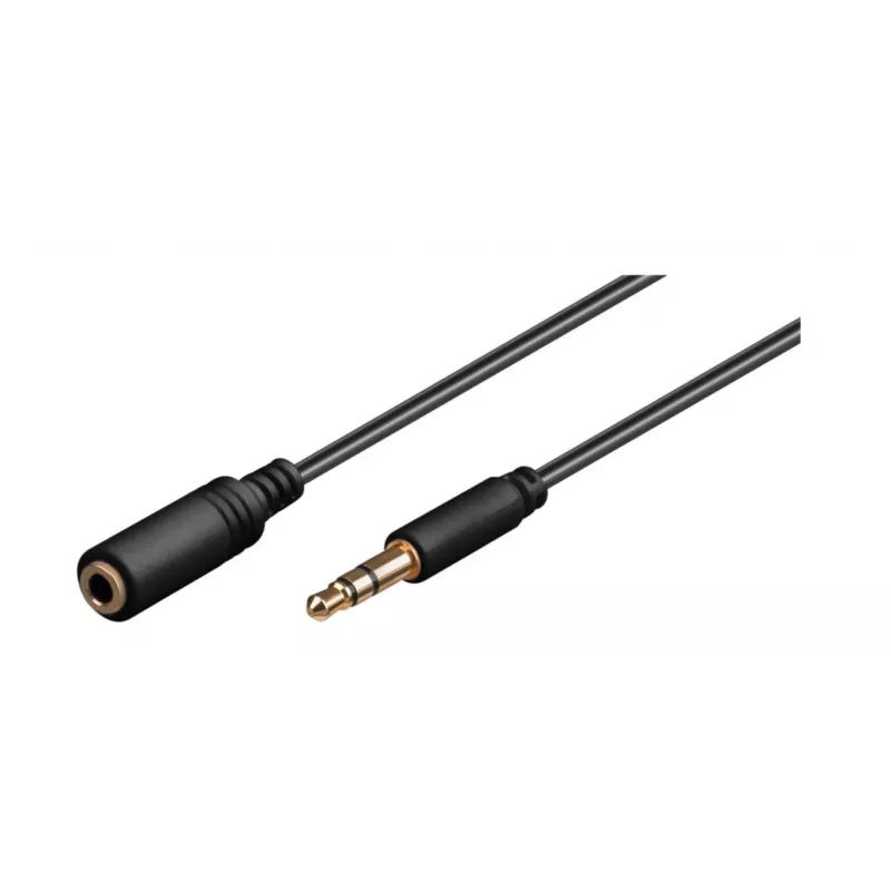 Cable de extensión de jack 3,5 mm Wentronic Goobay, negro, 5 m - conector macho jack 3,5 mm (3 polos, estéreo) > conector hembra jack 3,5 mm (3 polos, estéreo) (97122)