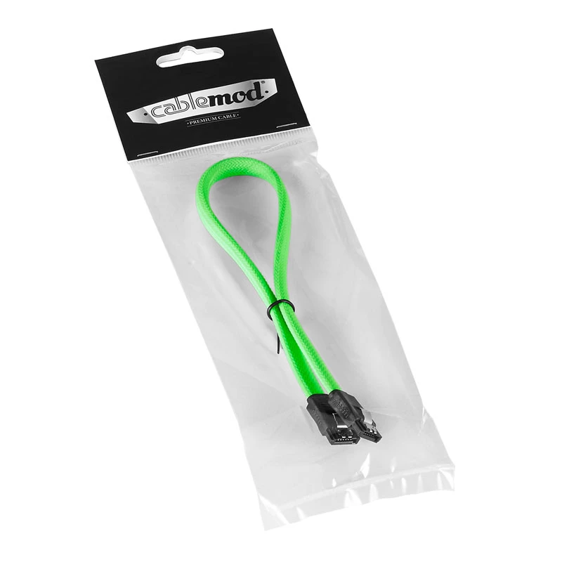 CableMod ModMesh - cable SATA - Serial ATA 150/300/600 - SATA (H) a SATA (H) - 60 cm - verde claro (CM-CAB-SATA-N60KLG-R)