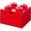 LEGO Cajón de escritorio 4, caja de almacenamiento Roja, con studs