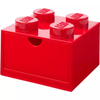 LEGO Cajón de escritorio 4, caja de almacenamiento Roja, con studs
