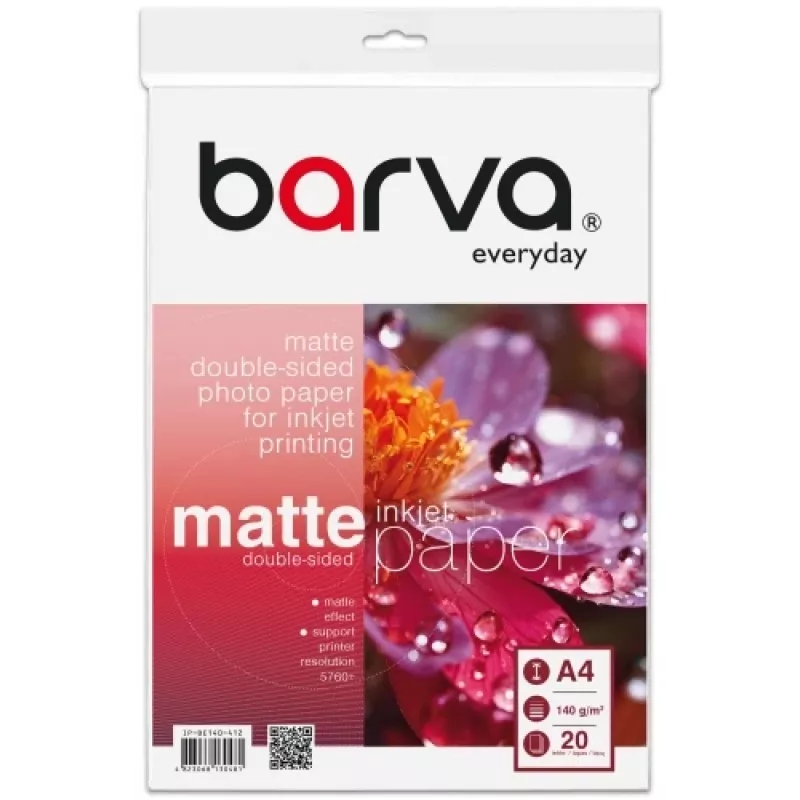 Papel fotográfico Color (IP-BE140-412) Everyday Doble Cara Mate 140 g/m², A4, 20 hojas