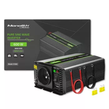 Adaptador/inversor para coche Qoltec Monolith 600 W Negro