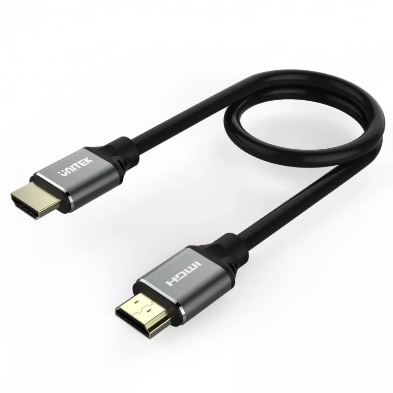 Cable HDMI Unitek C138W 2 m — HDMI 2.1, 48 Gbit/s, 4K/120Hz, HDR10 y Dolby Vision, ARC, conectores dorados