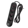 Regleta de enchufes MACLEAN MCE394 B — 3 tomas + 3×USB A, 110–240V, 2,1A USB, 2500W, cable 1,5 m, negro