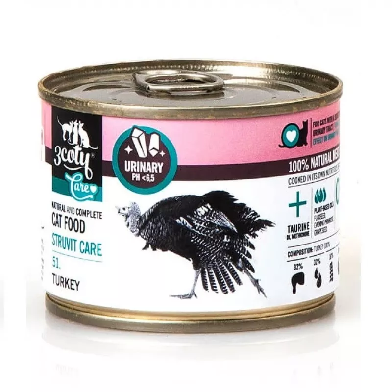 3COTY 51. Pavo Struvite Care - comida húmeda para gatos - 180g
