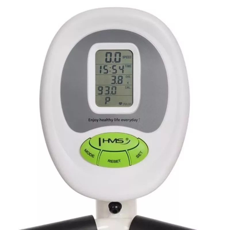 Bicicleta estática magnética horizontal blanca y verde HMS R9259