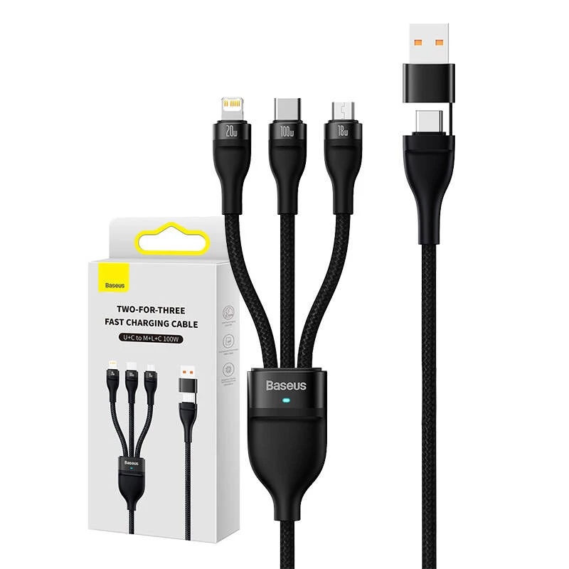 Cable USB Baseus CASS030101 1,2 m USB-A/USB-C USB-C/Micro-USB-B/Lightning negro