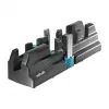 Caja de ingletes y tope Wolfcraft 6948200 — guía de ingletes, rango de medición 85–180°, para tablas de hasta 3 cm, negra