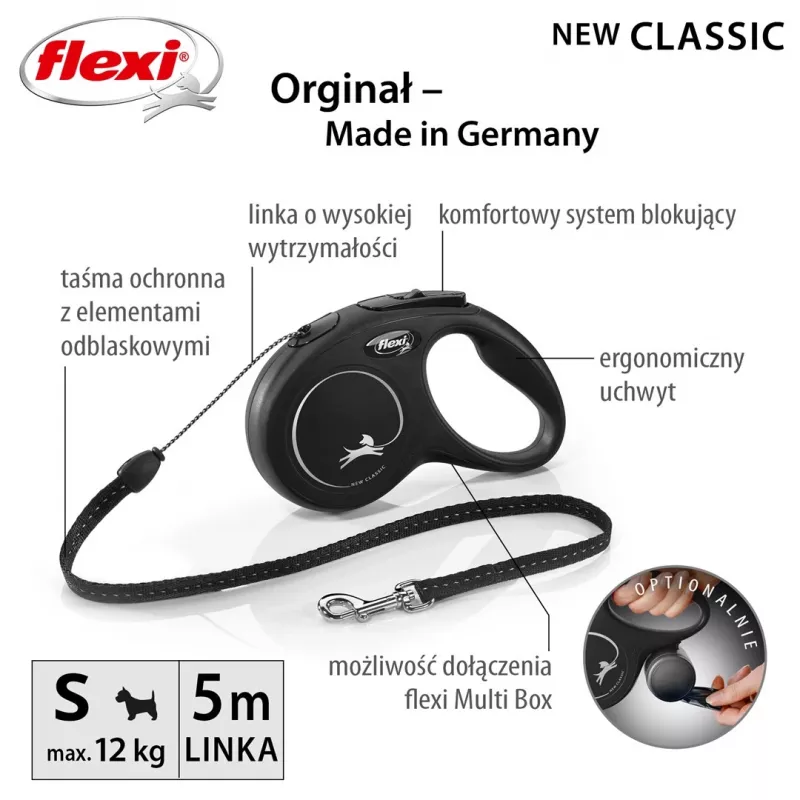 Flexi New CLASSIC 5 m negro Correa retráctil para perros