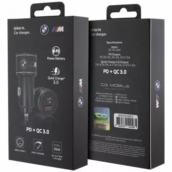 Cargador de coche 20W PD-QC 3.0 carga rápida negro