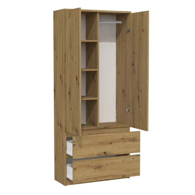 Topeshop SZAFA MALWA ART armario ropero de dormitorio 5 estantes 2 puerta(s) roble