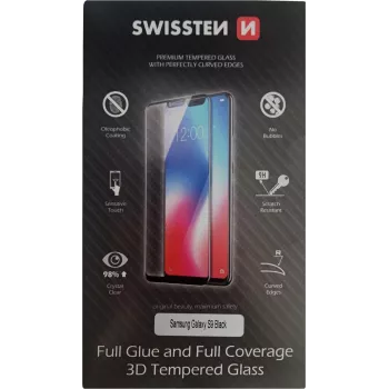 Protector de pantalla SWISSTEN cristal 3D Full Glue para Samsung Galaxy S9, negro