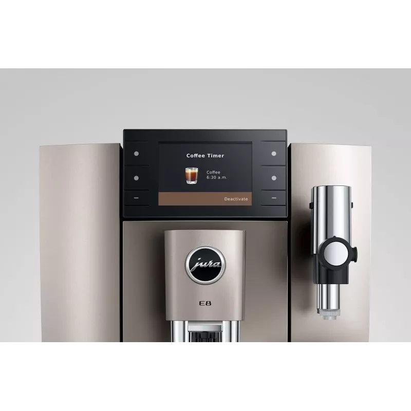 Cafetera espresso JURA E8 superautomática 1,9 l plata – 15 bar, pantalla de 3,5 inch, molinillo, espumador de leche