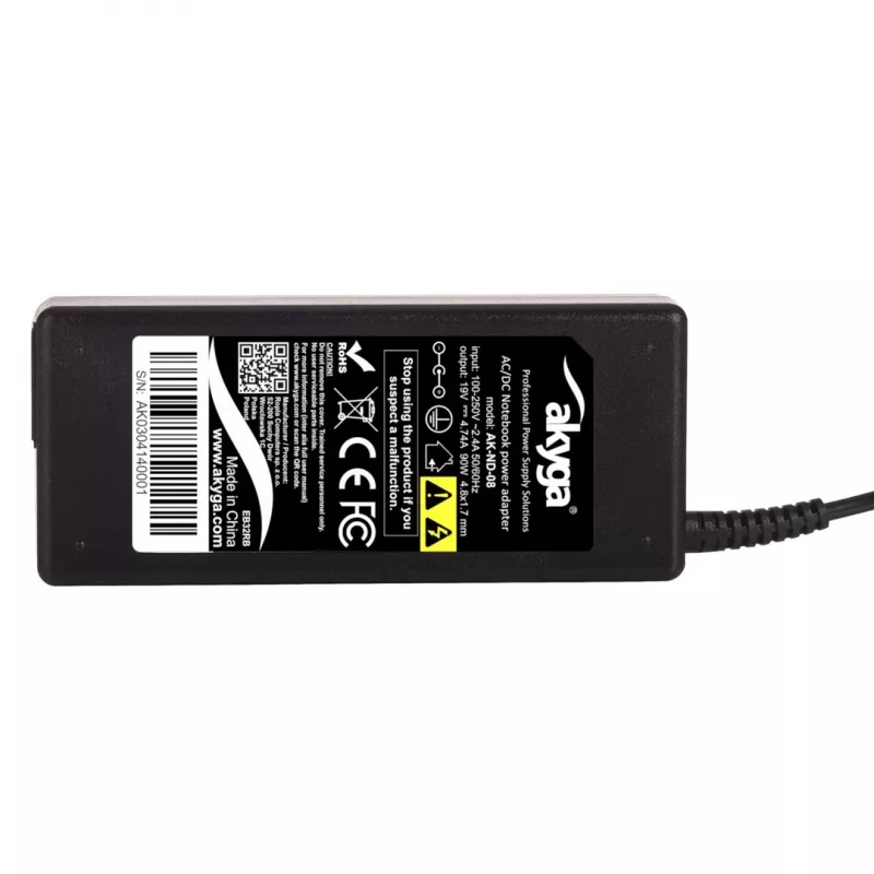 Fuente de alimentación para portátil Akyga AK-ND-08 para HP, 90 W, 19 V / 4,74 A, 4,8 x 1,7 mm