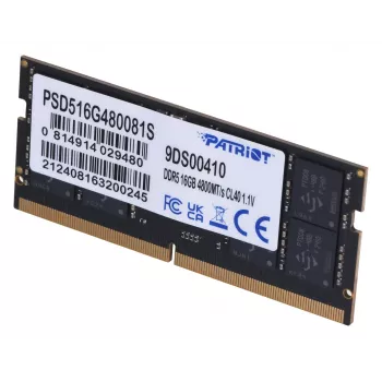Memoria PATRIOT Signature PSD516G480081S - 16 GB - 1 x 16 GB - DDR5 - 4800 MHz - SO-DIMM de 262 pines