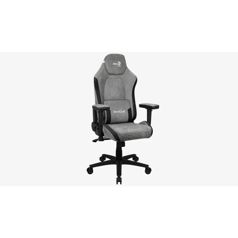 Silla gaming universal Aerocool Crown AeroSuede con asiento acolchado, gris piedra