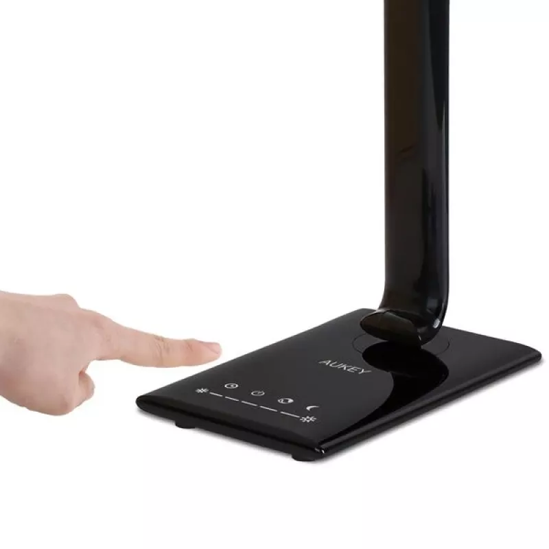 Lámpara de escritorio LED Aukey LT-T10 12W 3000–6500K — temperatura de color ajustable, negra