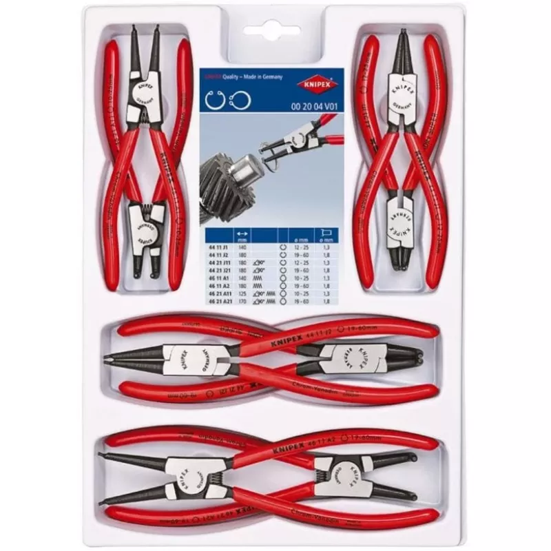 KNIPEX JUEGO DE ALICATES PARA ANILLOS DE SEGURIDAD 8 piezas